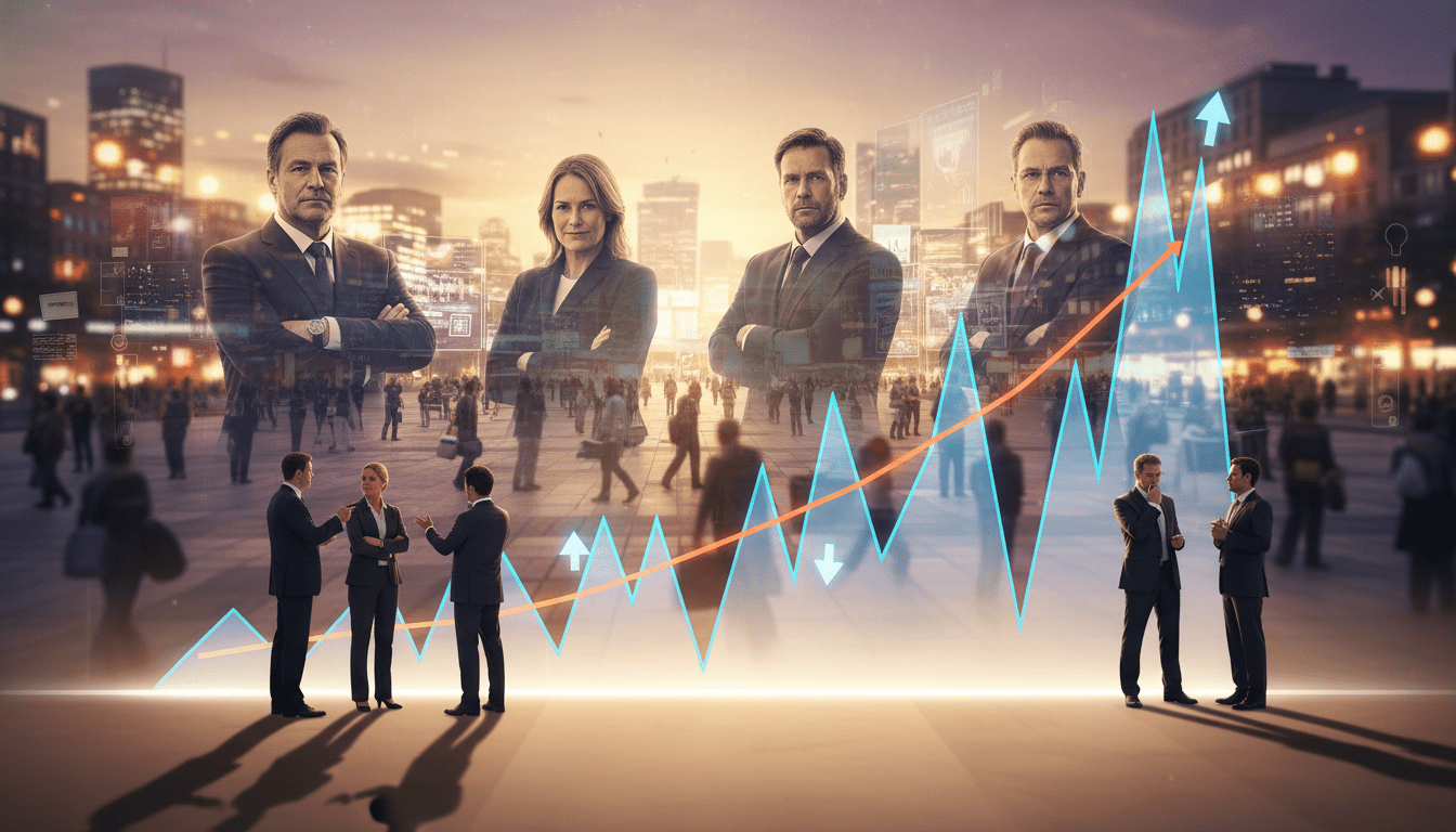 A visually compelling image illustrating the "Historical Ratings Development" of the popular German television show "Tatort." In the foreground, a sleek and modern graph displaying fluctuating ratings over time, with distinct peaks and valleys indicating winners and losers. The middle layer includes abstract representations of iconic Tatort teams, depicted in professional business attire, engaging in thoughtful discussions, set against a backdrop of a vibrant, bustling city at dusk. The background features a subtle skyline with city lights twinkling, creating an atmosphere of excitement and anticipation. The lighting is warm and inviting, highlighting the graph and teams, while soft shadows add depth. The image should convey a mood of analysis and reflection on the competitive nature of television ratings, without any text or overlays. A visually compelling image illustrating the "Historical Ratings Development" of the popular German television show "Tatort." In the foreground, a sleek and modern graph displaying fluctuating ratings over time, with distinct peaks and valleys indicating winners and losers. The middle layer includes abstract representations of iconic Tatort teams, depicted in professional business attire, engaging in thoughtful discussions, set against a backdrop of a vibrant, bustling city at dusk. The background features a subtle skyline with city lights twinkling, creating an atmosphere of excitement and anticipation. The lighting is warm and inviting, highlighting the graph and teams, while soft shadows add depth. The image should convey a mood of analysis and reflection on the competitive nature of television ratings, without any text or overlays.