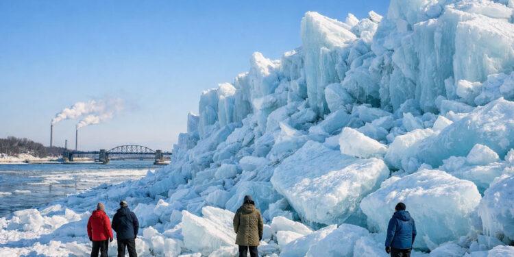 Eisberge Elbe Hamburg Spektakuläres Naturschauspiel bei Geesthacht