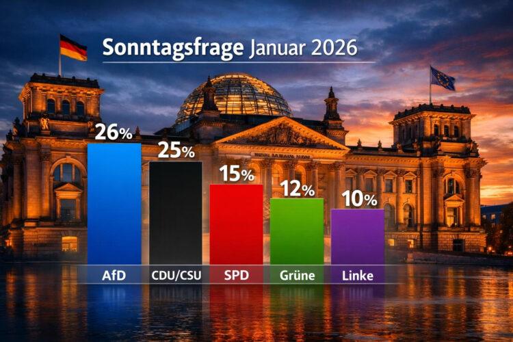 Sonntagsfrage Januar 2026 Aktuelle Umfragen zeigen AfD auf Platz 1