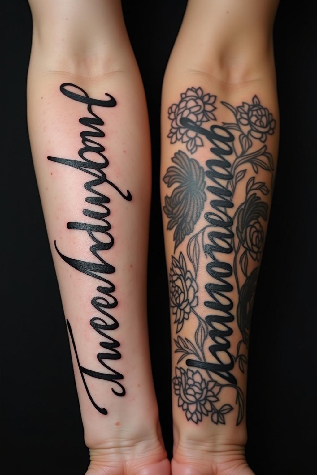 familien tattoo mit namen outline 2