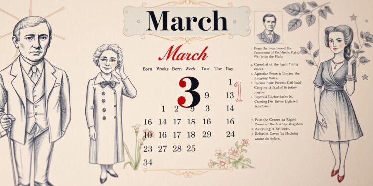 Kalenderblatt 3. März – Fakten & Geburtstage 1 historische Ereignisse 3. März