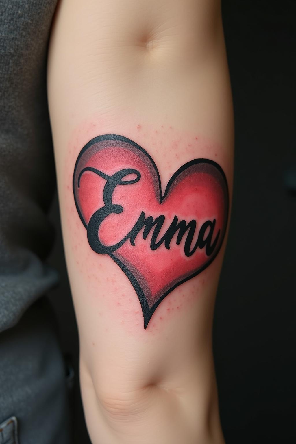 8 Schriftzug Tattoo Kindernamen im Herz: Ewige Liebe 4 schriftzug tattoo kindernamen herz outline 3