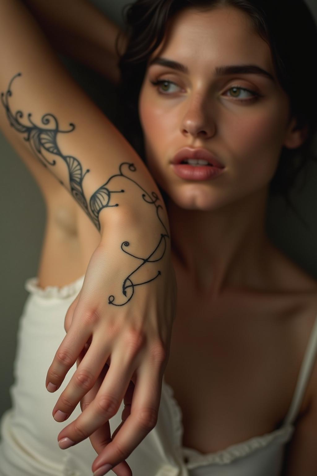 tattoo arm frau dezent outline 6