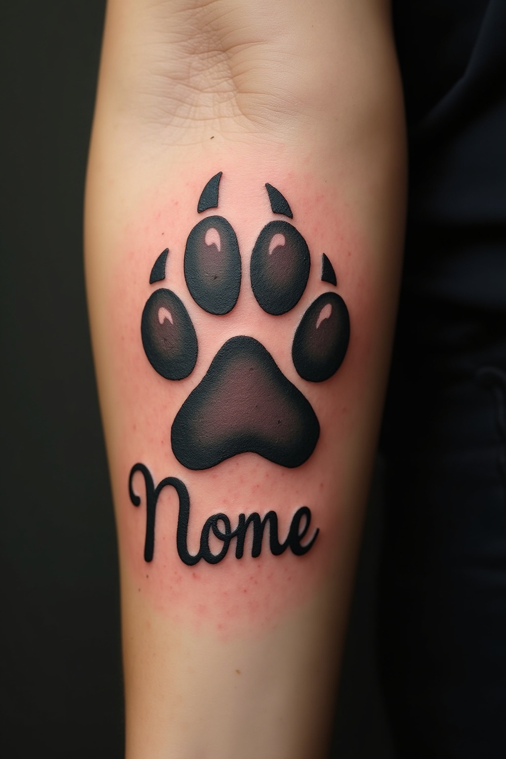 tattoo hundepfote mit namen outline 1