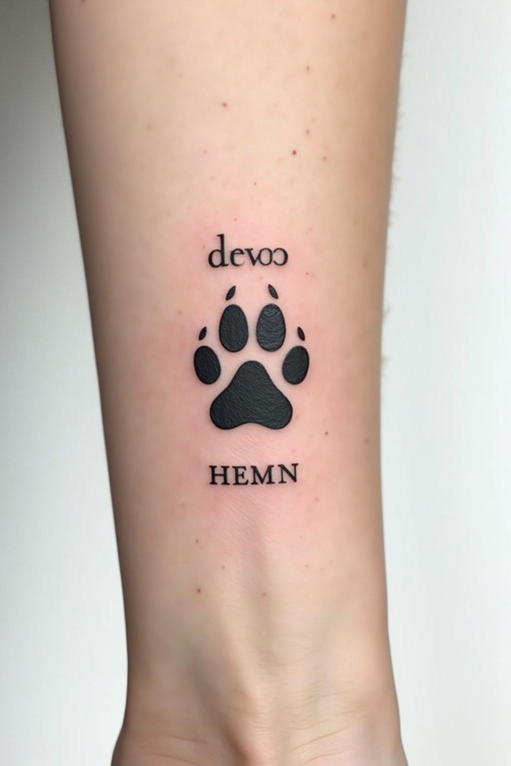 tattoo hundepfote mit namen outline 2